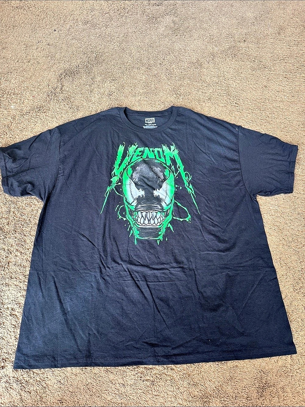 Marvel Venom Green Drip Graphic T-Shirt 2XL Black & Green
